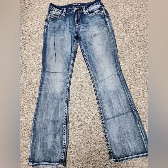 Miss Me Blue Jeans with Silver Wing Embellishments - Picture 2 of 15